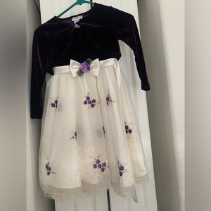 Purple girls formal dress with sweater